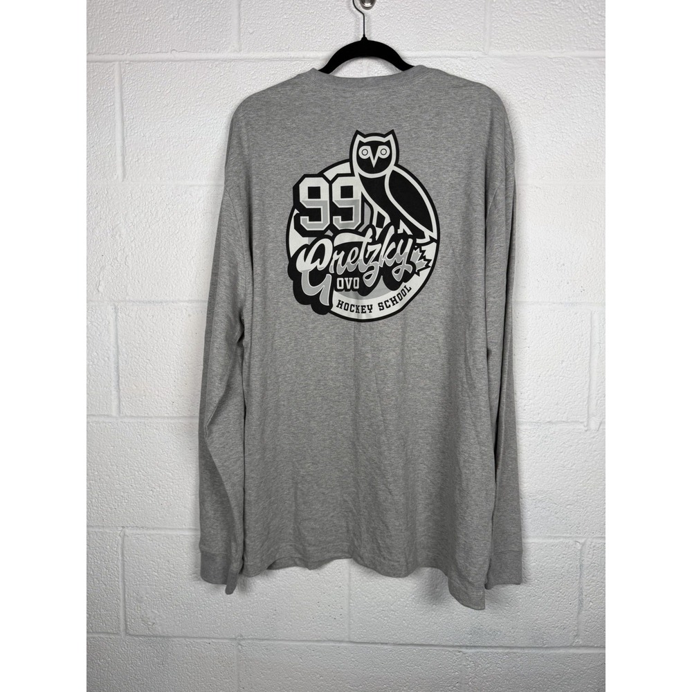 OVO October's Very Own Gretzky Hockey School Long Sleeve Shirt 2XL Gray Drake
